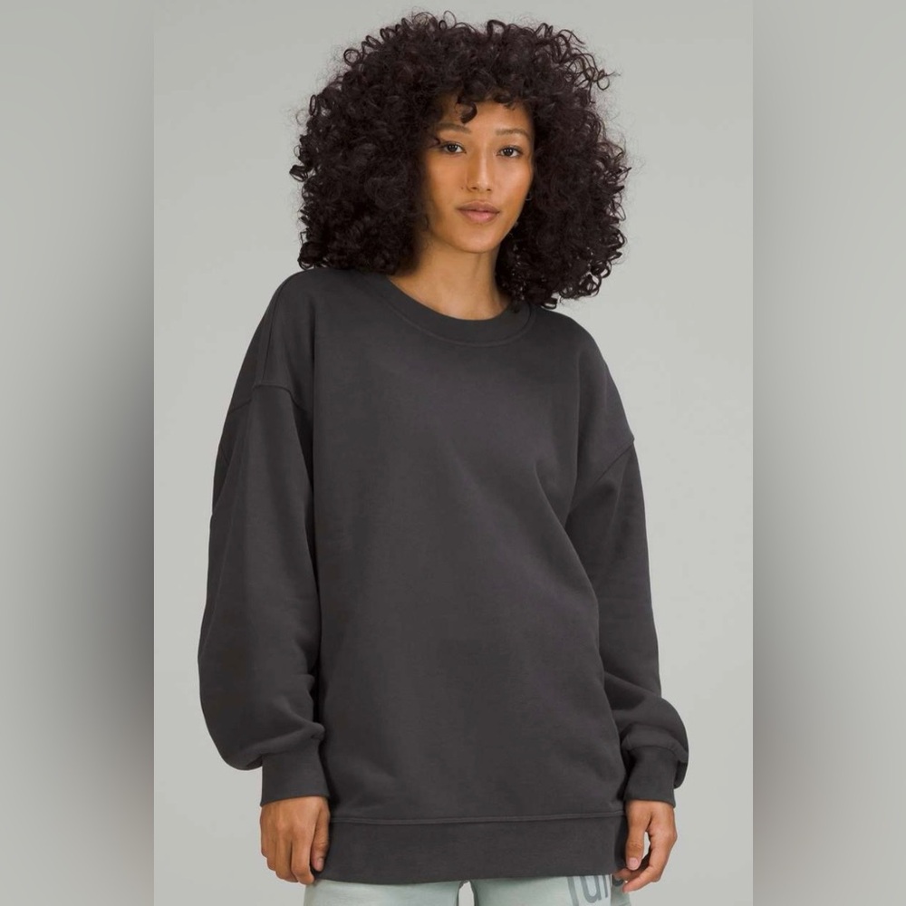 Lululemon Perfectly Oversized Crew Neck Sweater Graphic Grey Size 8